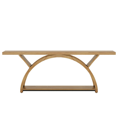 2-Tier Narrow Long Console Sofa Table with Semi-Circular Frame for Entryway,Gray Hallway Accent Tables