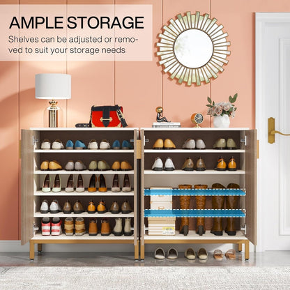 20 Pairs Modern Shoe Storage Cabinet with Doors, 6-Tier Freestanding Entryway Shoe Organizer Rack