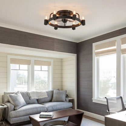 20 in. Modern Farmhouse Ceiling Fan LED Low Profile Flush Mount Ceiling Fan Light with Remote for Living Room