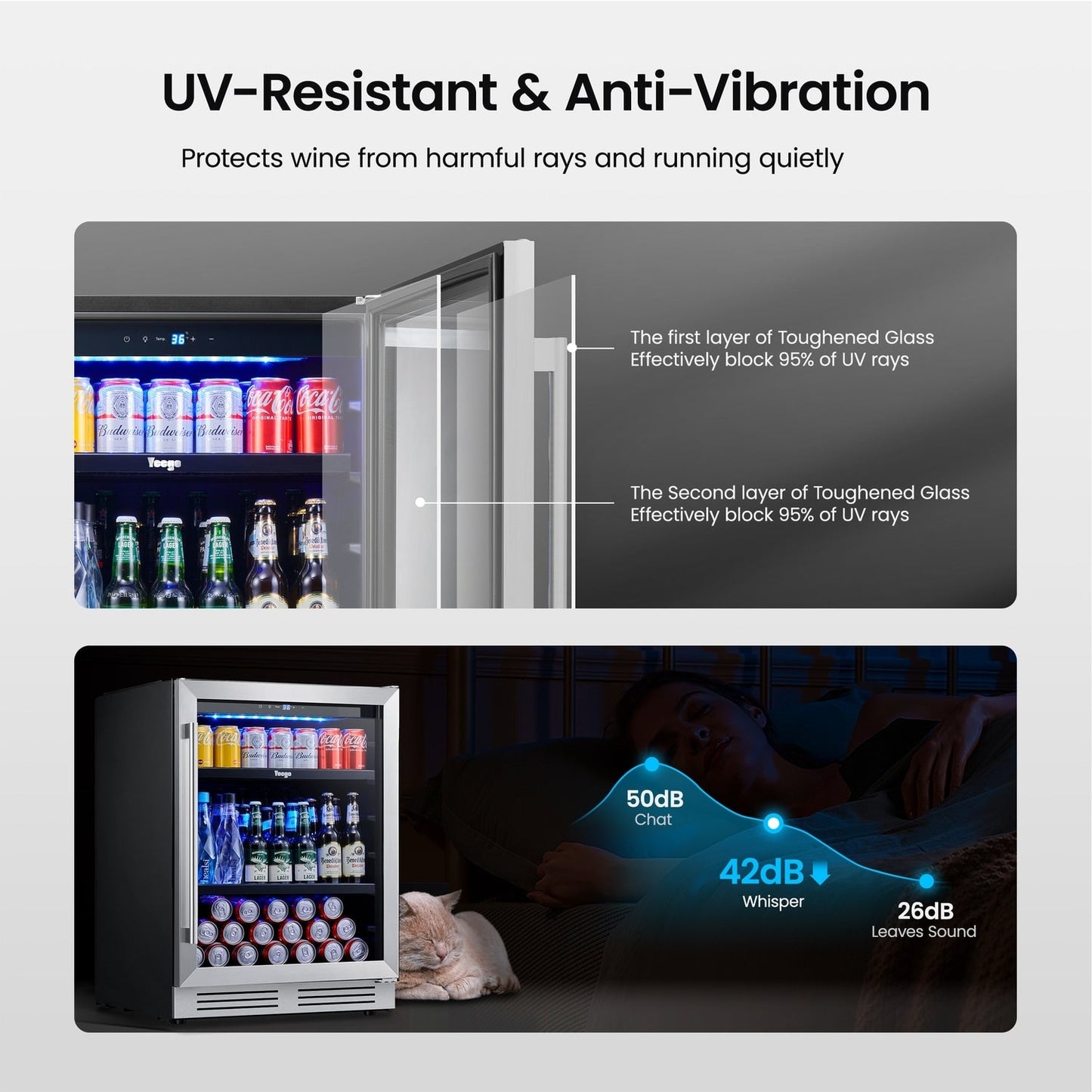 24 Inch Beverage Fridge 140 Can Beverage Refrigerator for Soda Wine Drinks - 24 inch