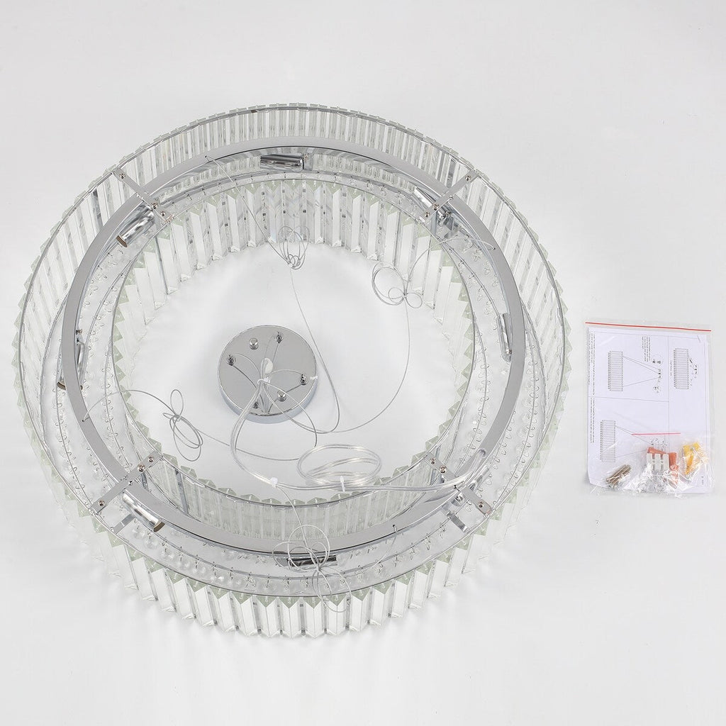 24.8 in. 8-Light Farmhouse Chandelier, Crystal Chandelier, Drum Chandelier for Dining Room Living Room Bedroom Kitchen