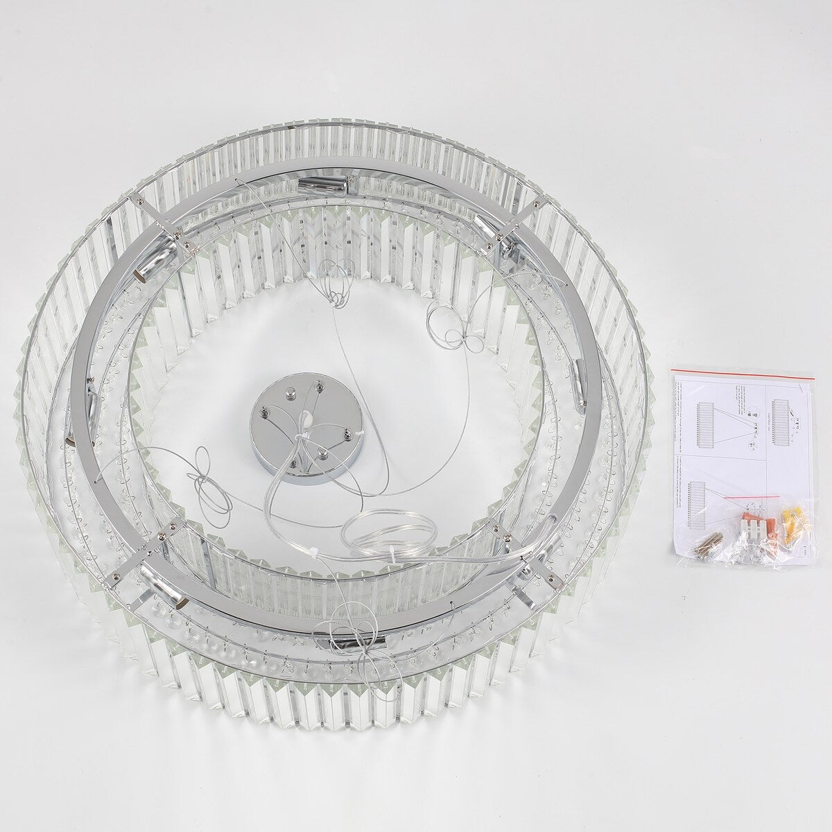 24.8 in. 8-Light Farmhouse Chandelier, Crystal Chandelier, Drum Chandelier for Dining Room Living Room Bedroom Kitchen