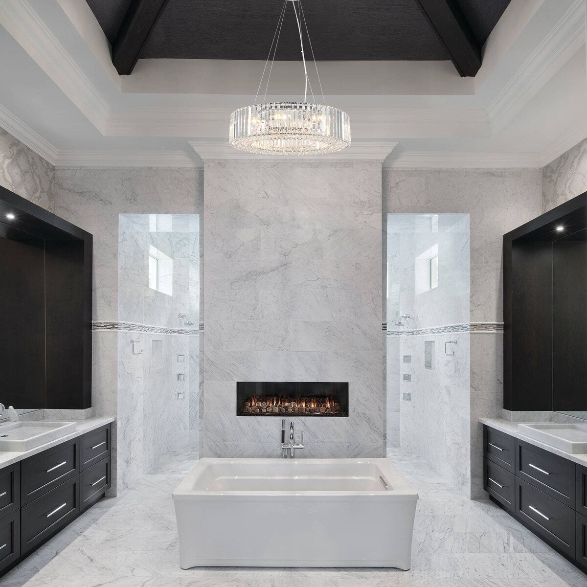 24.8 in. 8-Light Farmhouse Chandelier, Crystal Chandelier, Drum Chandelier for Dining Room Living Room Bedroom Kitchen