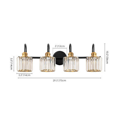 3/4-Light Modern Glam Linear Dimmable Crystal Bathroom Vanity Lights Over Mirror
