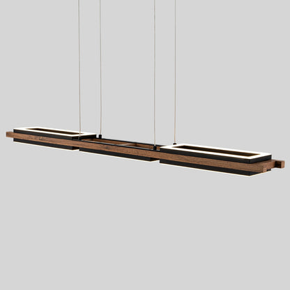 3/5-Light Integrated LED Linear Wood Chandelier Kitchen Island Pendant Light