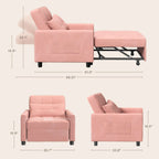 3-in-1 Adjustable Sleeper Sofa Bed, Pull Out Chair Sofa, Convertible Folding Bed for Living Room