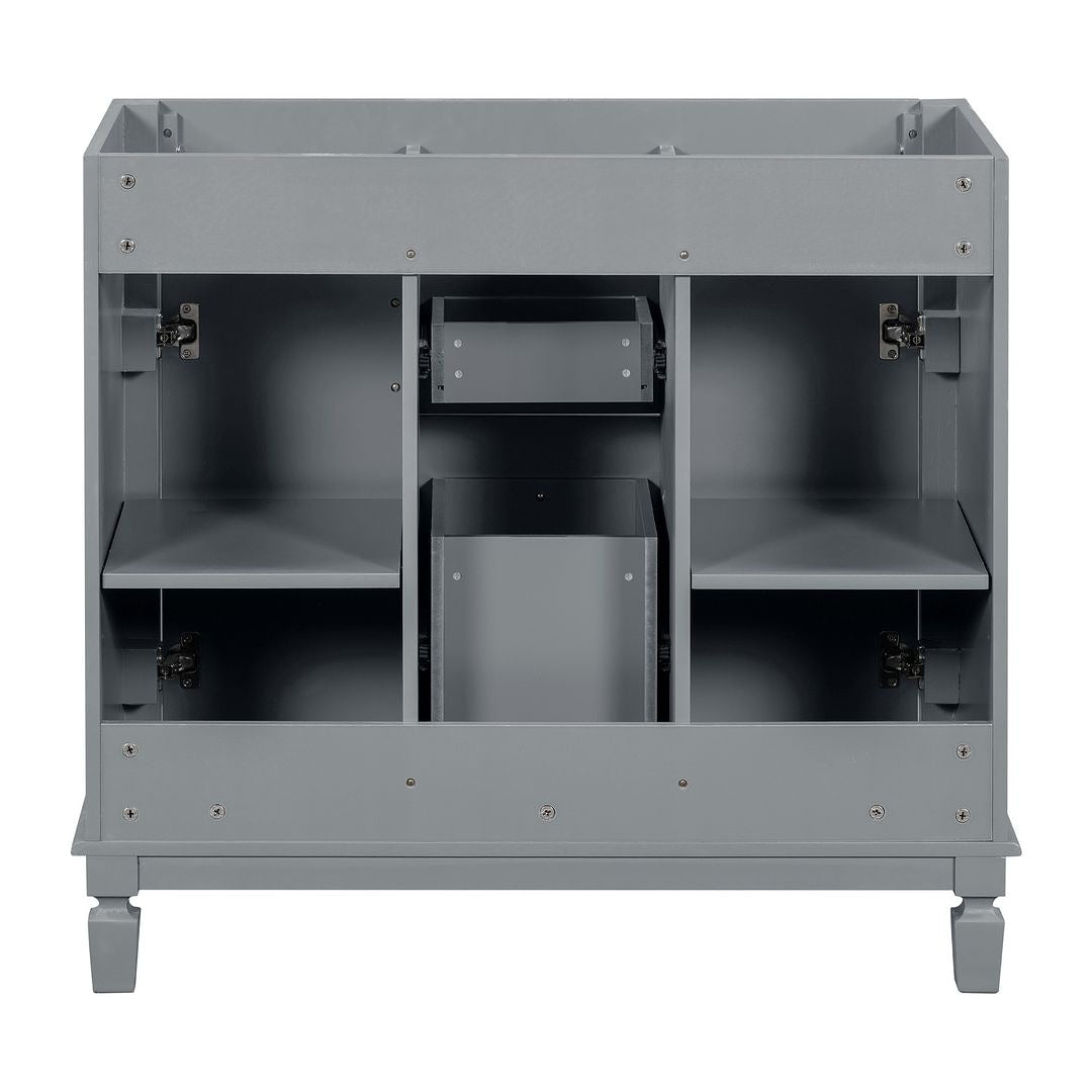 36'' Modern Bathroom Vanity with Top Sink and Mirror Cabinet,2 Doors and 2 Drawers