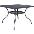 60 x 37 Outdoor Patio Rectangular Metal Slatted Dining Table with Umbrella Hole for 6 Person