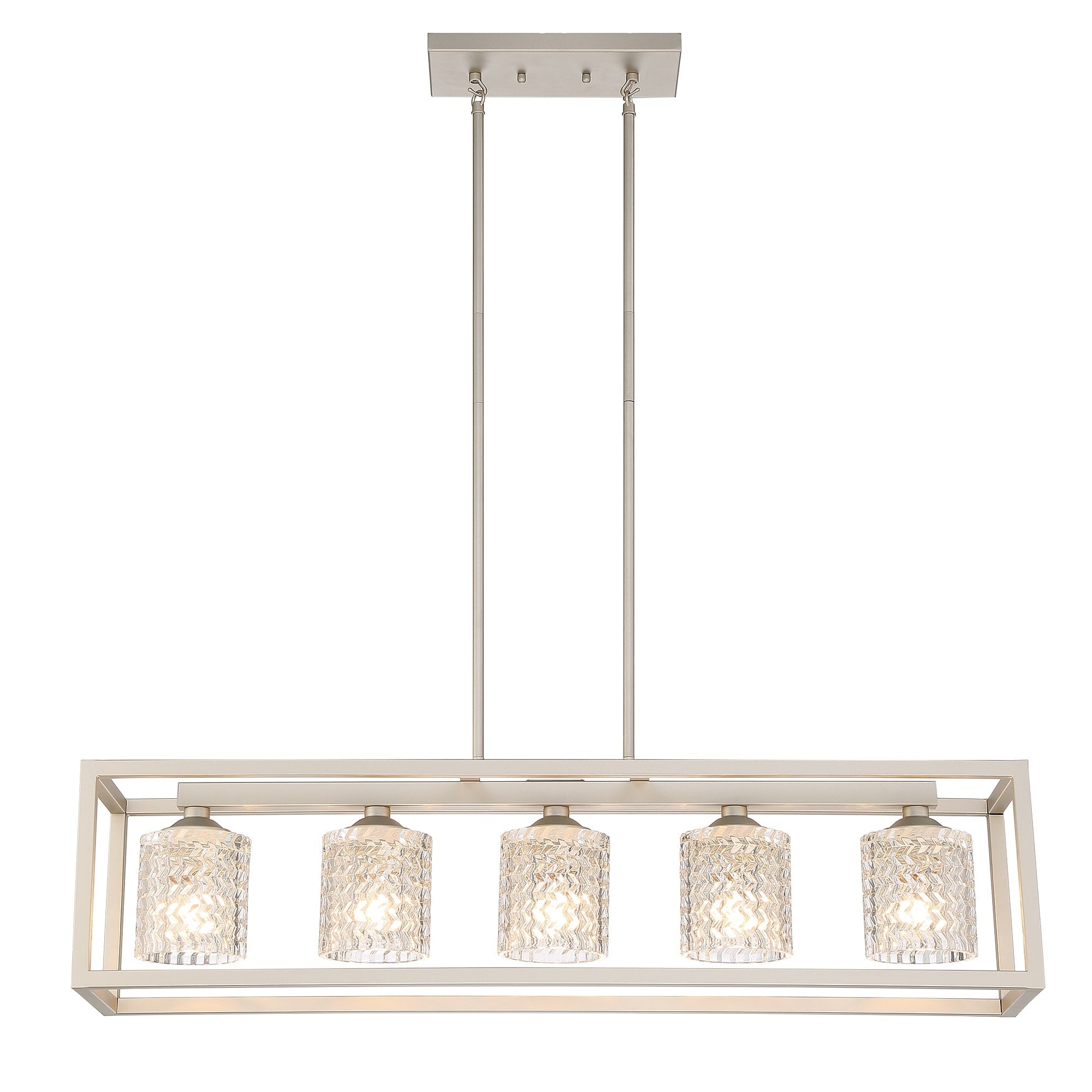 37in Mid-century Modern 5-light Crystal Rectangle Chandelier for Dining Room - 37 inches