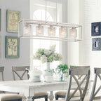 37in Mid-century Modern 5-light Crystal Rectangle Chandelier for Dining Room - 37 inches