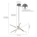 Black/ Gold Modern Aluminum LED Chandelier Linear Sputnik Ceiling Pendant Light for Living/ Dining Room/ Kitchen