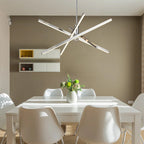 Black/ Gold Modern Aluminum LED Chandelier Linear Sputnik Ceiling Pendant Light for Living/ Dining Room/ Kitchen