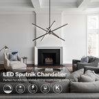 Black/ Gold Modern Aluminum LED Chandelier Linear Sputnik Ceiling Pendant Light for Living/ Dining Room/ Kitchen