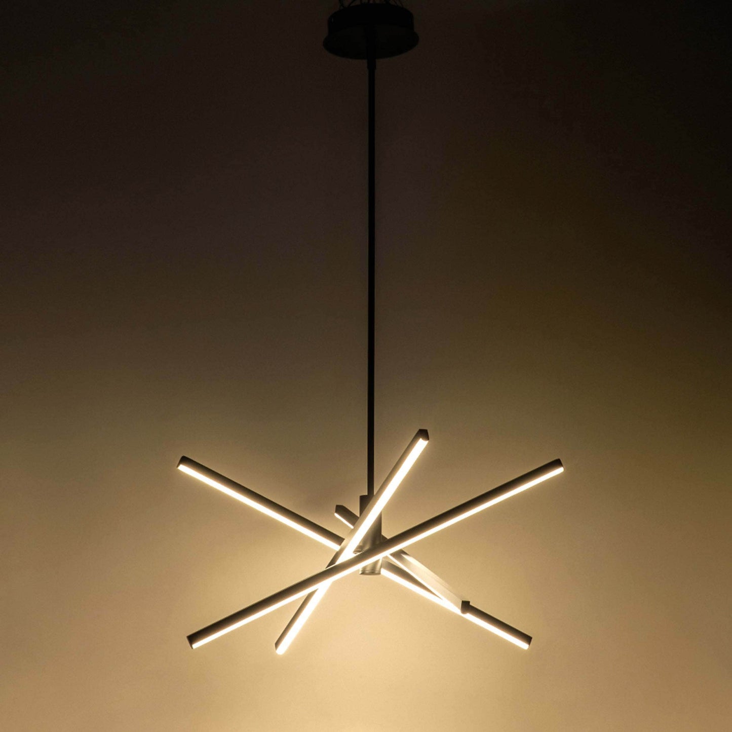 Black/ Gold Modern Aluminum LED Chandelier Linear Sputnik Ceiling Pendant Light for Living/ Dining Room/ Kitchen