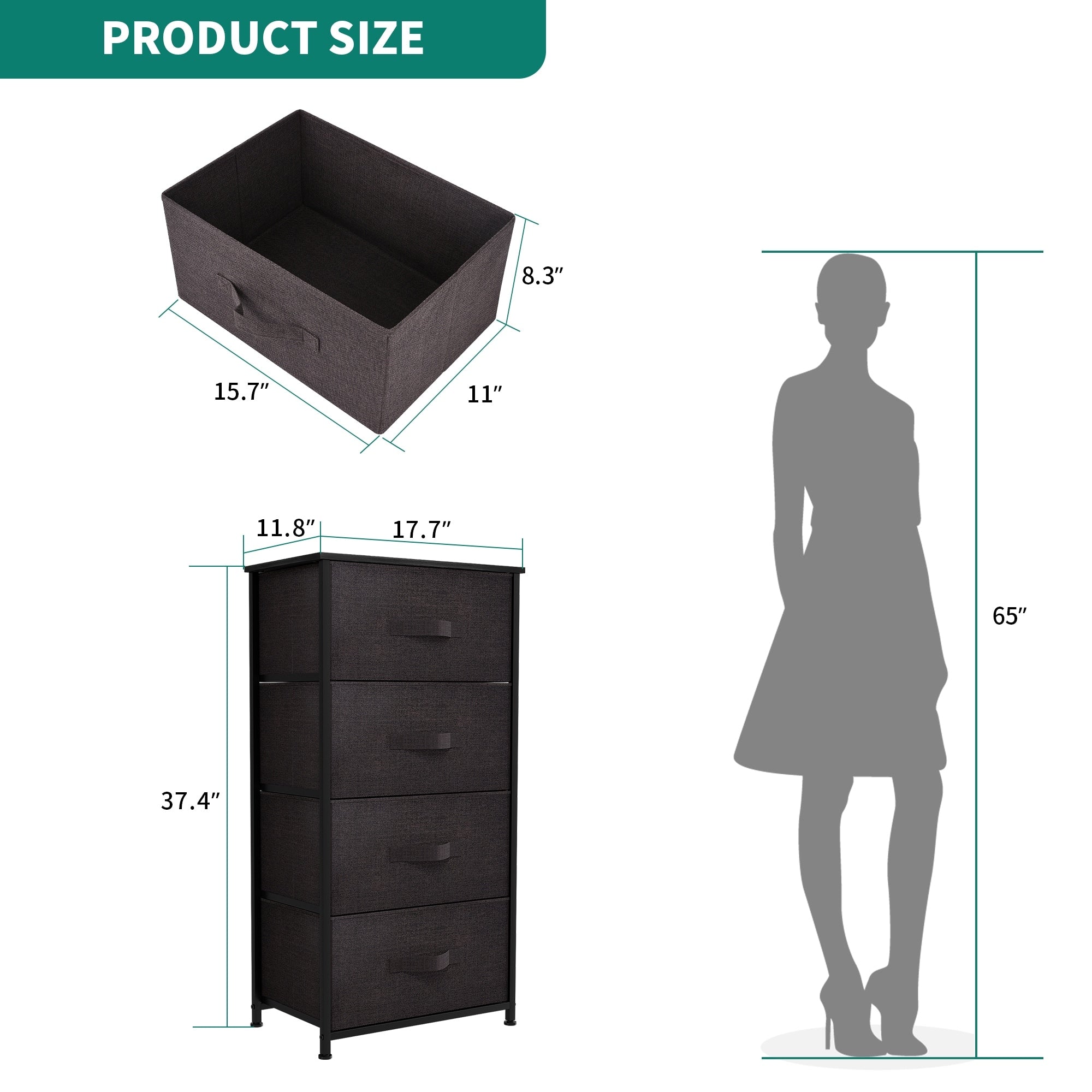 Modern 4/8/10-drawer Bedroom Fabric Dresser Storage Tower with Wood Top