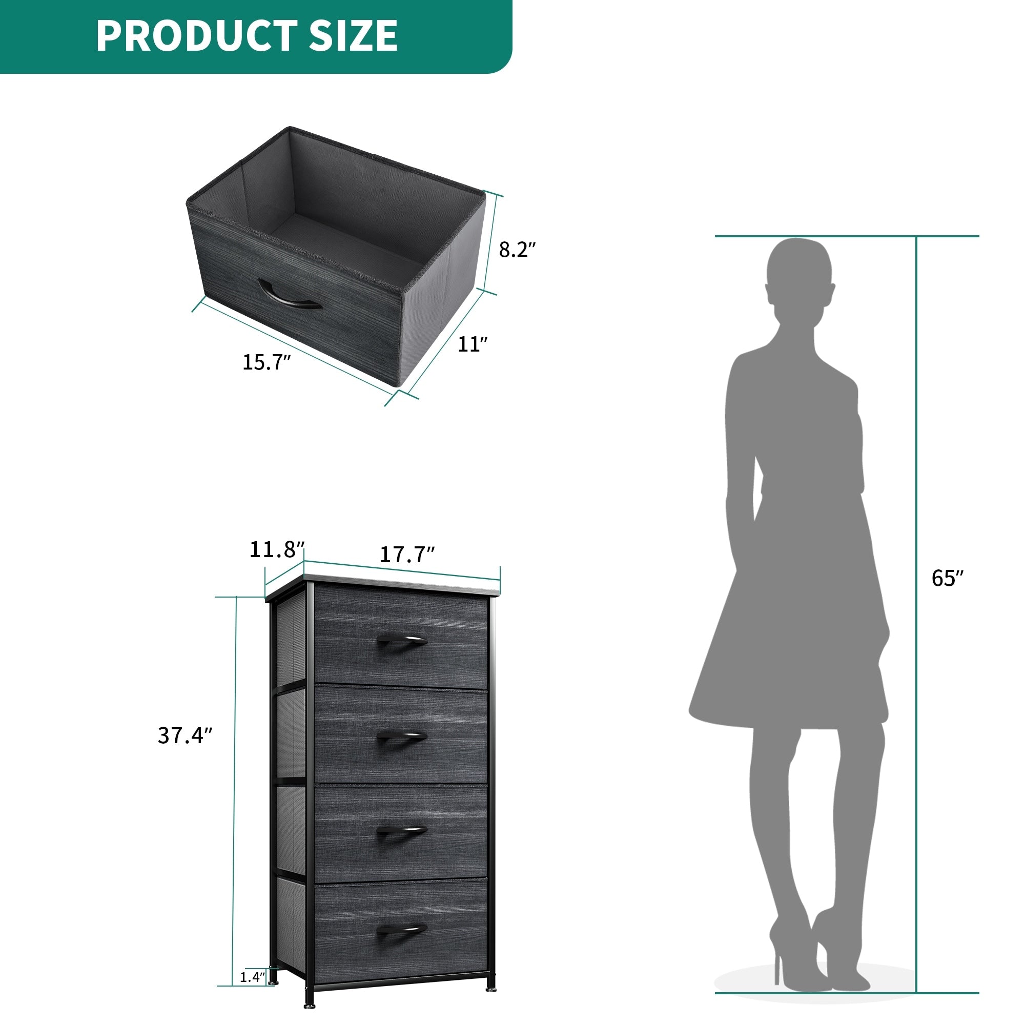 Modern 4/8/10-drawer Bedroom Fabric Dresser Storage Tower with Wood Top