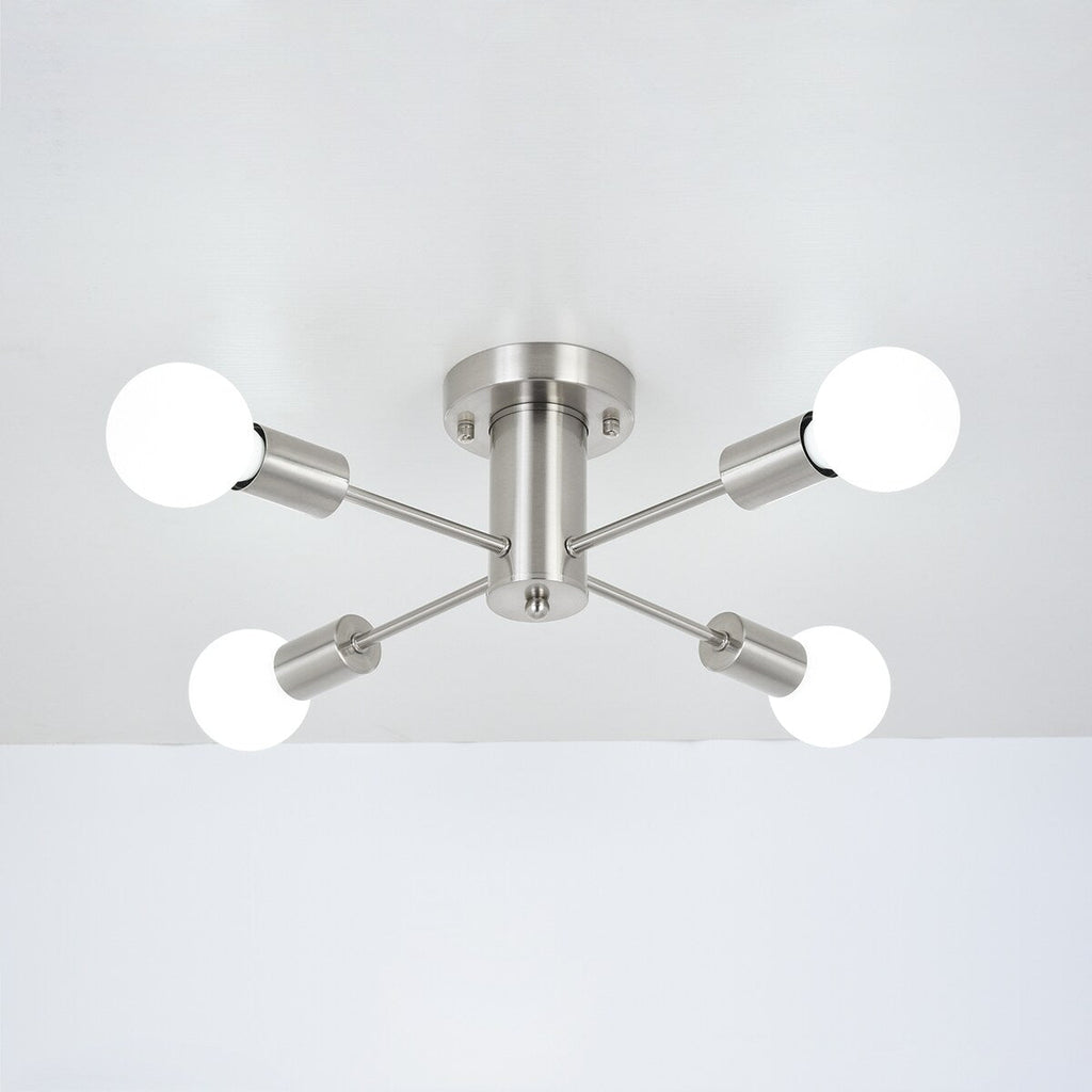 4-Light Industrial Semi Flush Mount Ceiling Light for Kitchen Dining Room Bedroom Study Living Room - N/A