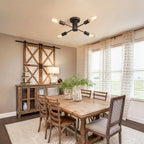 4-Light Industrial Semi Flush Mount Ceiling Light for Kitchen Dining Room Bedroom Study Living Room - N/A