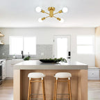 4-Light Industrial Semi Flush Mount Ceiling Light for Kitchen Dining Room Bedroom Study Living Room - N/A
