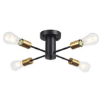 4-Light Industrial Semi Flush Mount Ceiling Light for Kitchen Dining Room Bedroom Study Living Room - N/A
