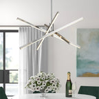 Black/ Gold Modern Aluminum LED Chandelier Linear Sputnik Ceiling Pendant Light for Living/ Dining Room/ Kitchen