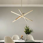 Black/ Gold Modern Aluminum LED Chandelier Linear Sputnik Ceiling Pendant Light for Living/ Dining Room/ Kitchen