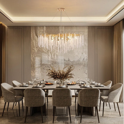 40 in. Gold Modern Crystal Chandelier Tree Branches Rectangular Chandelier Kitchen Island Pendent Light for Dining Room