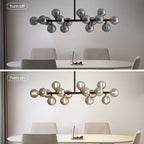 40 in. Linear Mid Century Modern Chandelier 16-Light Gold Brass Sputnik Pendant Light with Frosted Glass Globe for Dining Room