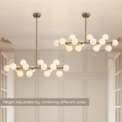 40 in. Linear Mid Century Modern Chandelier 16-Light Gold Brass Sputnik Pendant Light with Frosted Glass Globe for Dining Room