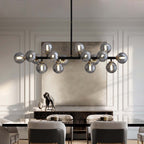 40 in. Linear Mid Century Modern Chandelier 16-Light Gold Brass Sputnik Pendant Light with Frosted Glass Globe for Dining Room