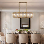 40 in. Linear Modern Crystal Chandeliers 16-Light Brass Gold Rectangular Chandelier for Dining Living Room Kitchen Island