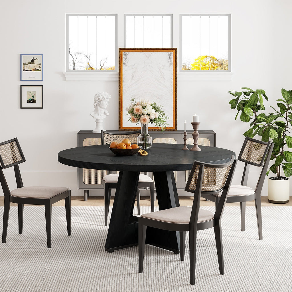 47 Round Dining Table for 4, Farmhouse Kitchen Table Small Dinner Table Wood Kitchen Table for Dining Room Living Room