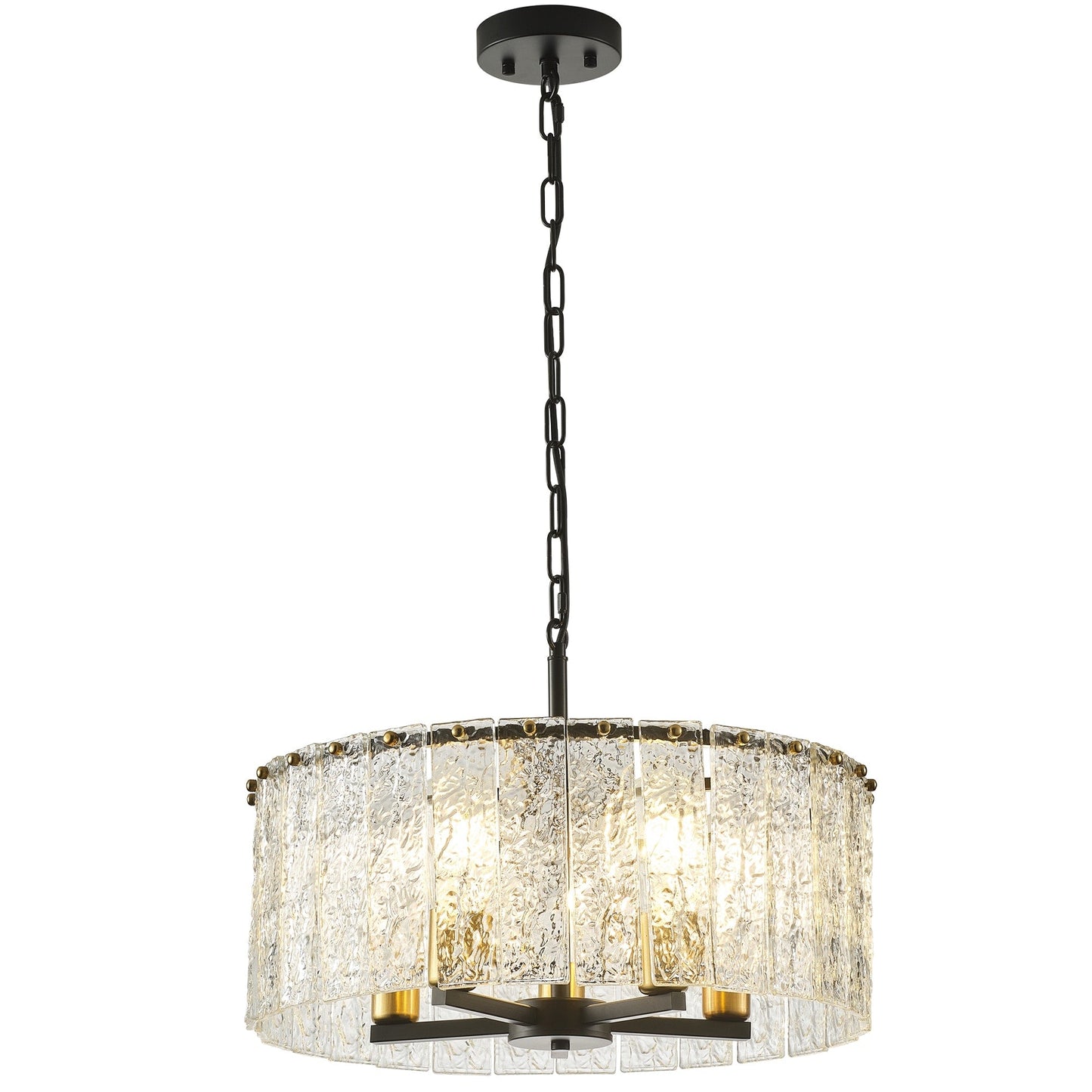 5-Light Modern Round Drum Chandelier, Classic Semi Flush Mount Chandelier, Kitchen Island Pendant Light for Dining Room