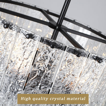 5-Light Modern Round Drum Chandelier, Classic Semi Flush Mount Chandelier, Kitchen Island Pendant Light for Dining Room