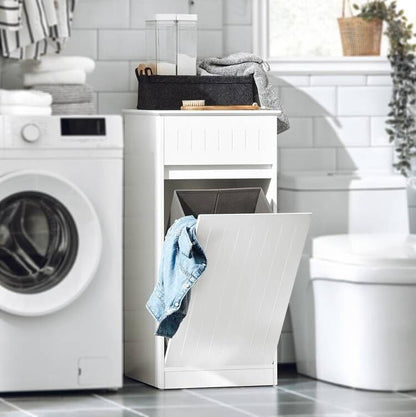 SoBuy BZR110-W, Armoire à linge, Coffre à linge, Armoire de rangement pour salle de bain