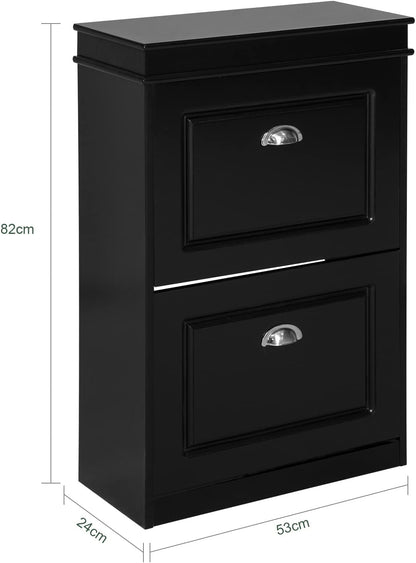 SoBuy FSR78-SCH, Meuble à chaussures à 2 tiroirs, étagère à chaussures, rangement pour chaussures, noir