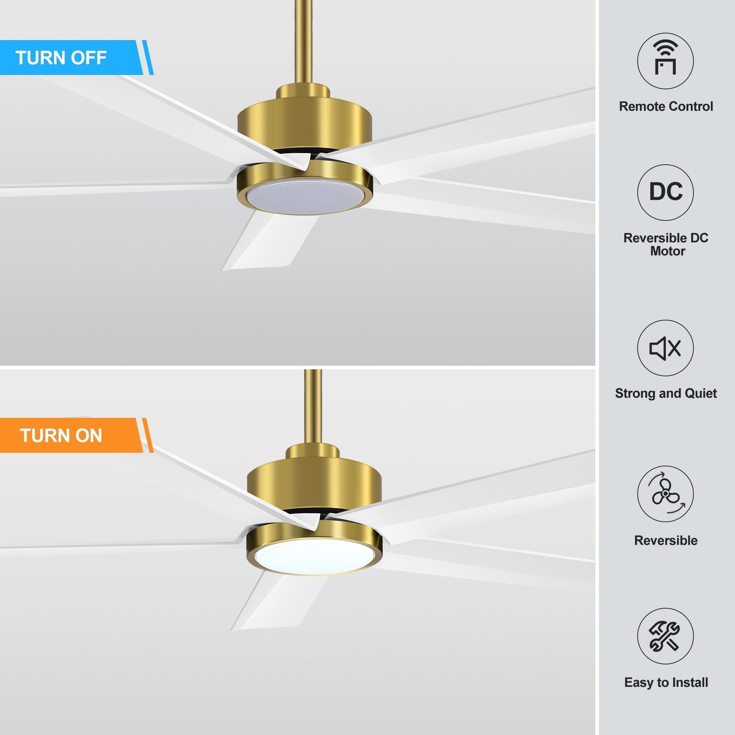 Breezary 65/52/42 5-Blade LED Ceiling Fan with Light Kit and Remote