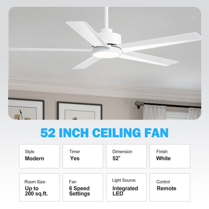 Breezary 65/52/42 5-Blade LED Ceiling Fan with Light Kit and Remote