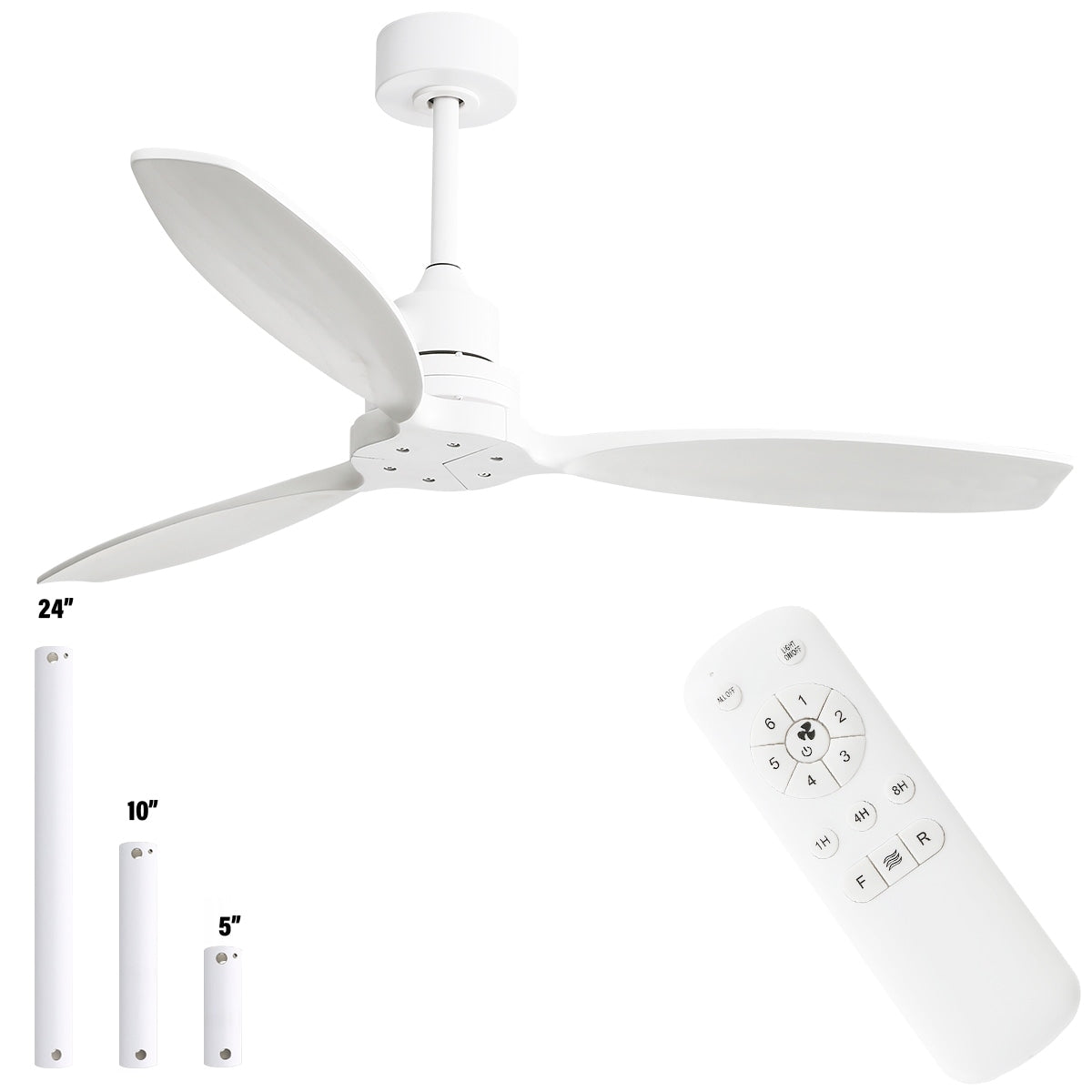 52 inch Modern Solid Wood / ABS Ceiling Fan With Remote Control(No Light),6 WInd Speed,Reversible Airflow