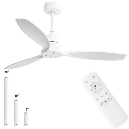 52 inch Modern Solid Wood / ABS Ceiling Fan With Remote Control(No Light),6 WInd Speed,Reversible Airflow