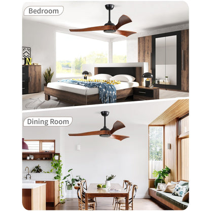 52 inch Modern Solid Wood / ABS Ceiling Fan With Remote Control(No Light),6 WInd Speed,Reversible Airflow
