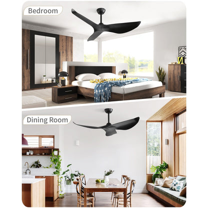 52 inch Modern Solid Wood / ABS Ceiling Fan With Remote Control(No Light),6 WInd Speed,Reversible Airflow