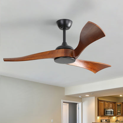 52 inch Modern Solid Wood / ABS Ceiling Fan With Remote Control(No Light),6 WInd Speed,Reversible Airflow