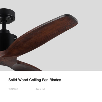 52 inch Modern Solid Wood / ABS Ceiling Fan With Remote Control(No Light),6 WInd Speed,Reversible Airflow
