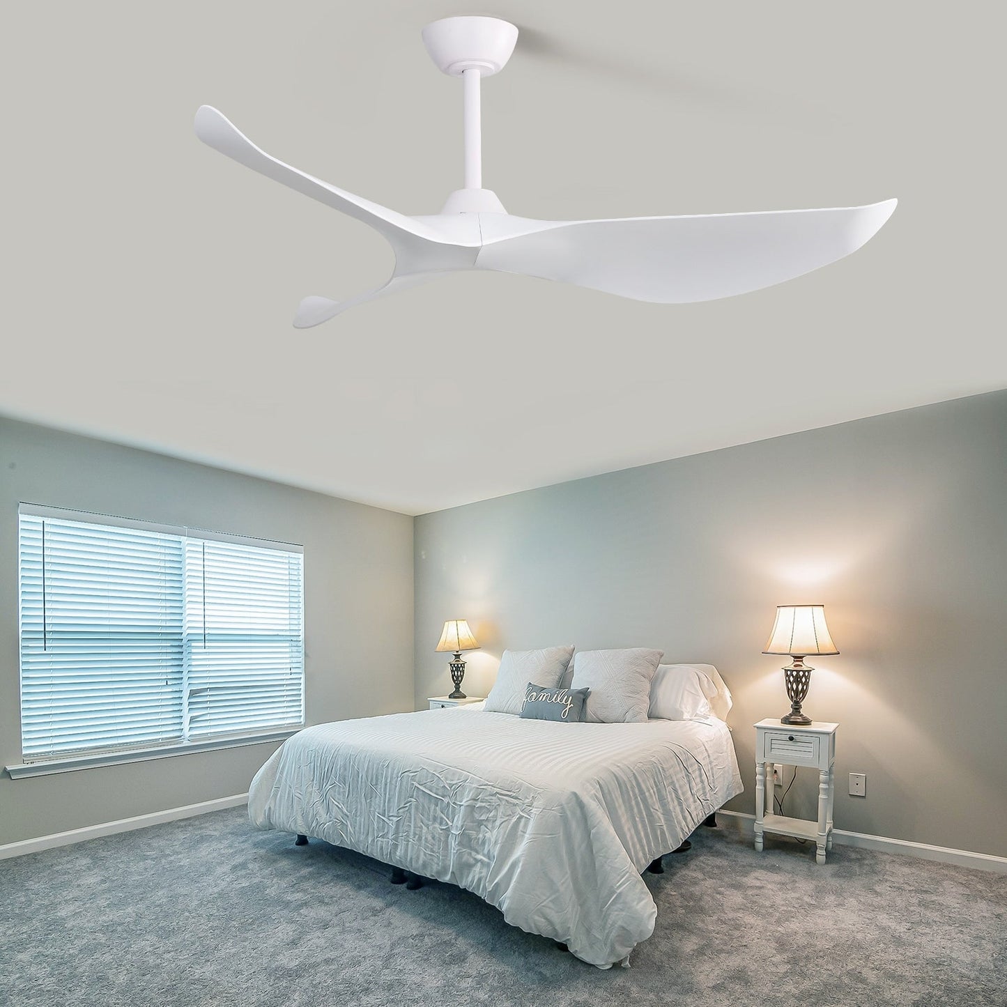 52 inch Modern Solid Wood / ABS Ceiling Fan With Remote Control(No Light),6 WInd Speed,Reversible Airflow