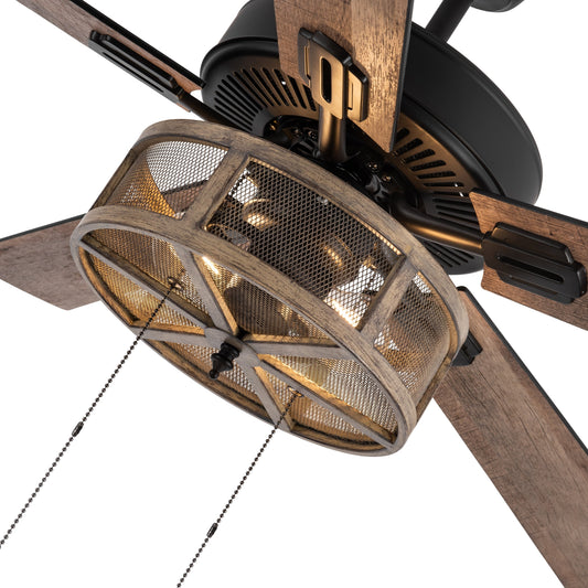 52 Carbon Loft Brushed Metal Farmhouse LED Ceiling Fan