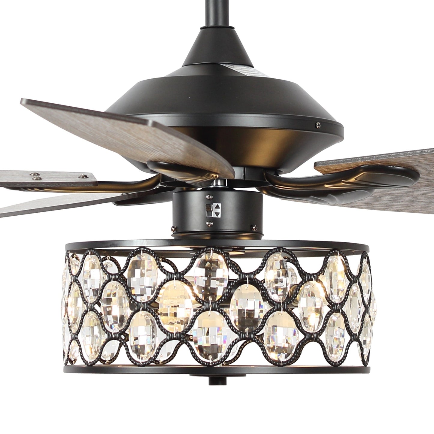 52 Modern 4-Light Chandelier Crystal Ceiling Fan with Remote