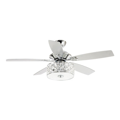 52 Modern 4-Light Chandelier Crystal Ceiling Fan with Remote