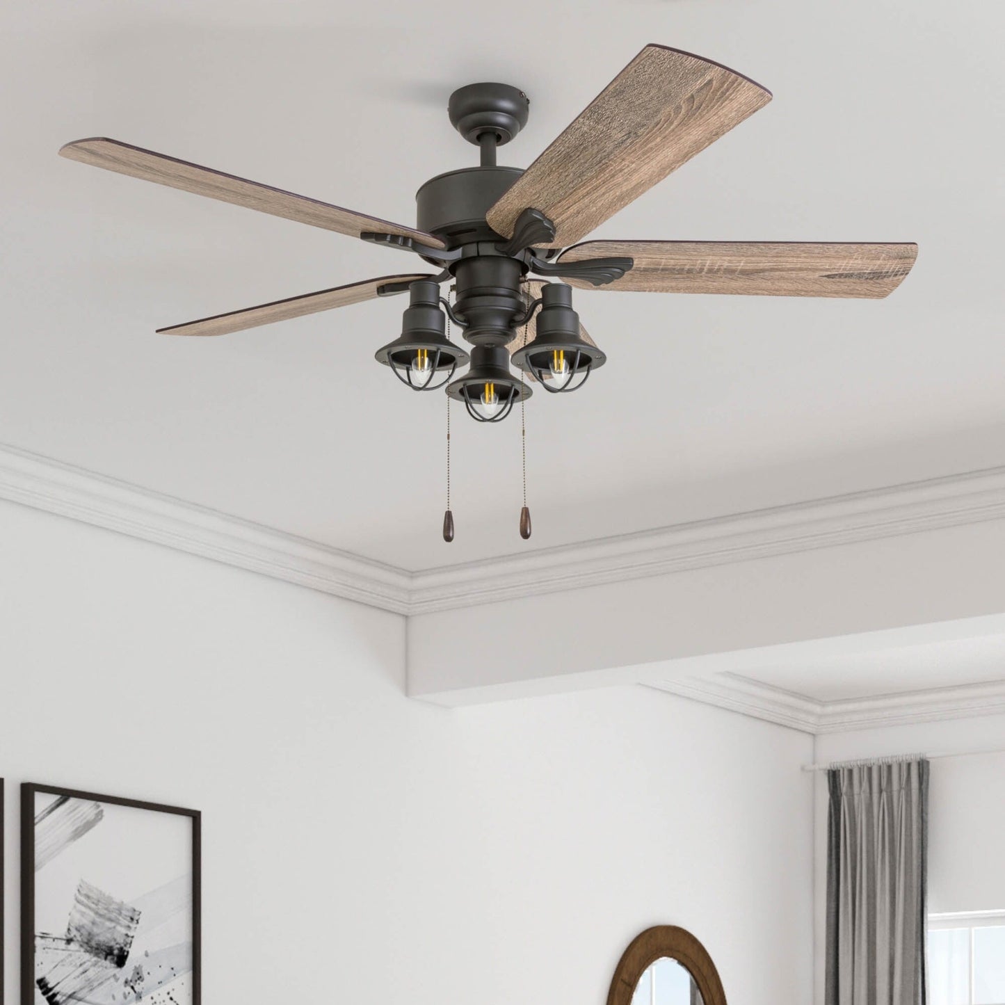 52 Prominence Home Sivan Bronze Farmhouse LED Ceiling Fan with Light, Remote Control