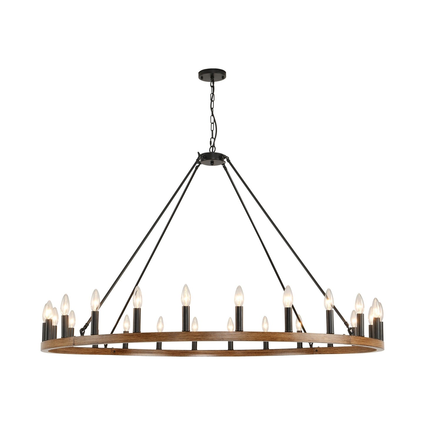 54-inch Round Wagon Wheel 24-light Chandelier